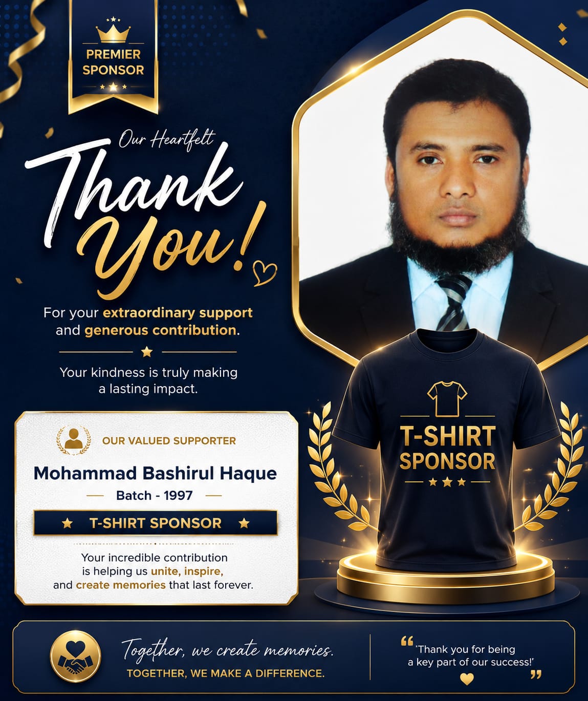 T-Shirt Sponsor - Mohammad Bashirul Haque, Batch 1997